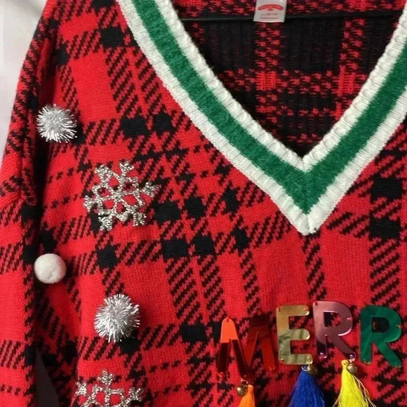 HOLIDAY TIME WO SIZE LARGE 12/14 CHRISTMAS SWEATER  MISSING TASSELS - Picture 5 of 10